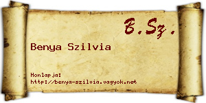 Benya Szilvia névjegykártya